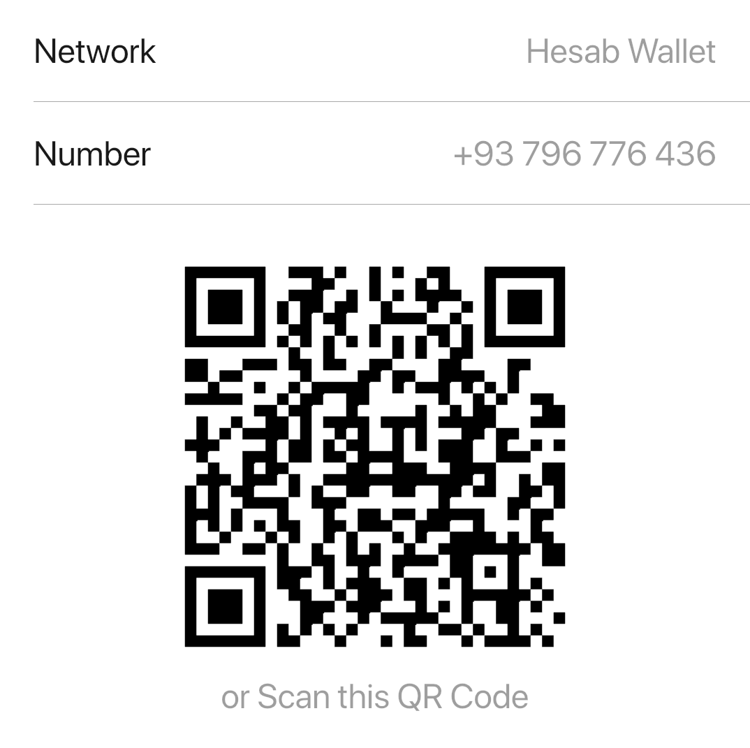 HesabPay QR code for Zubaidullah Faqiri